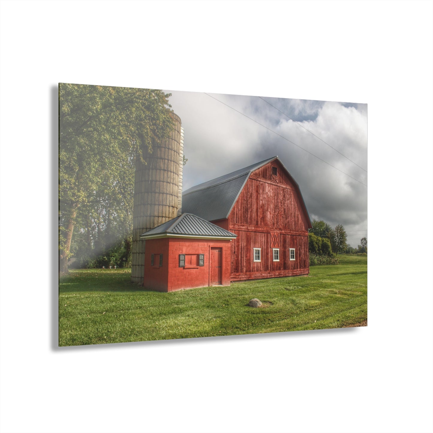 U R There Photography Hollow Corners Red and Silo Rustic Farmhouse Acrylic Wall Print