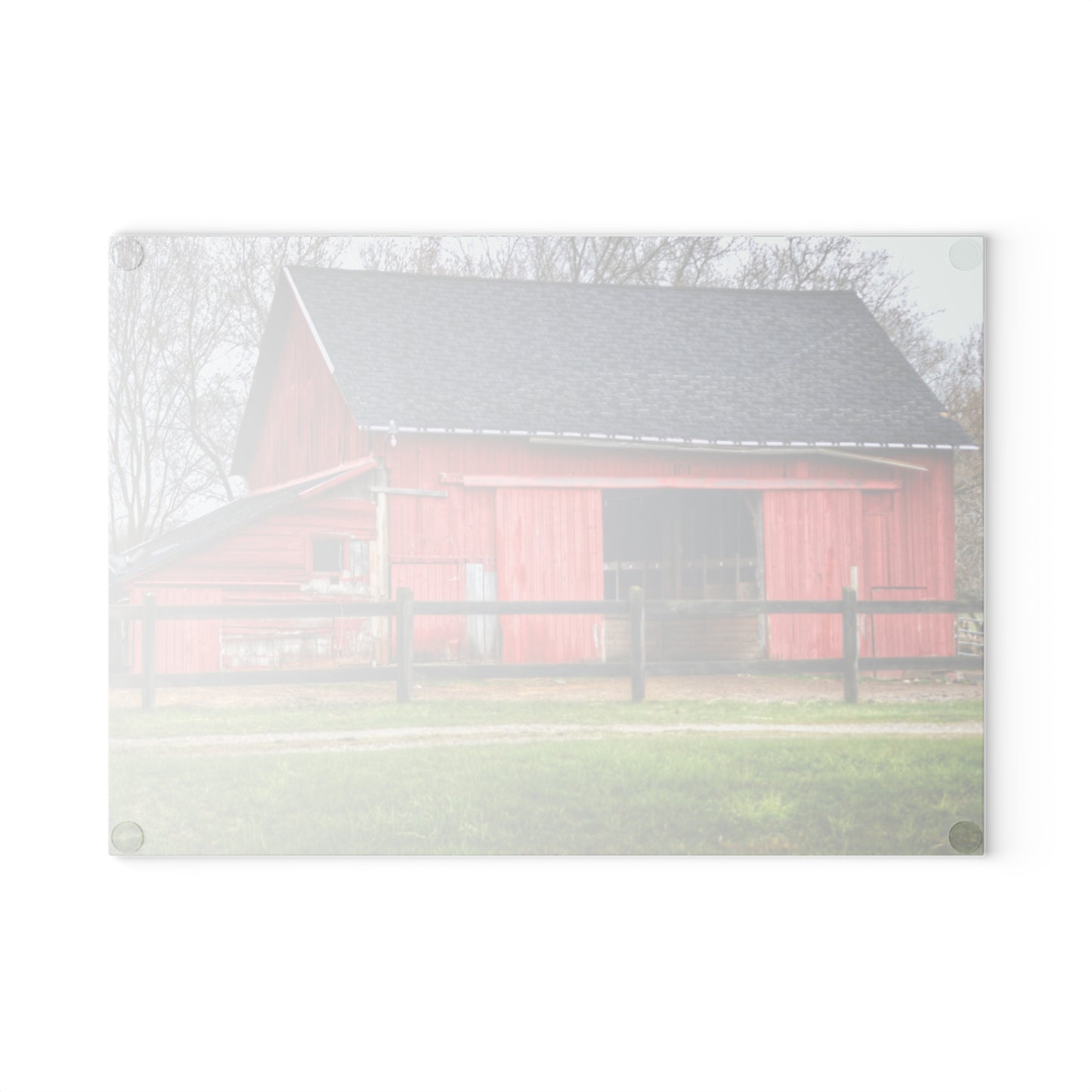 U R There Photography M-21 Roadside Stable II Rustic Farmhouse Tempered-Glass Cutting Board