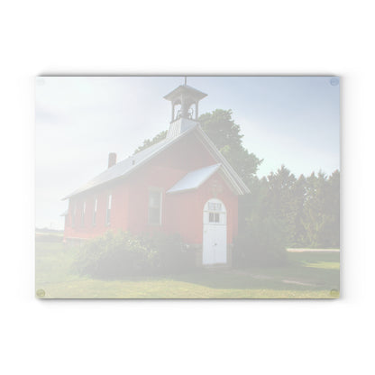 U R There Photography French Road Old Standard Schoolhouse I Rustic Farmhouse Tempered-Glass Cutting Board
