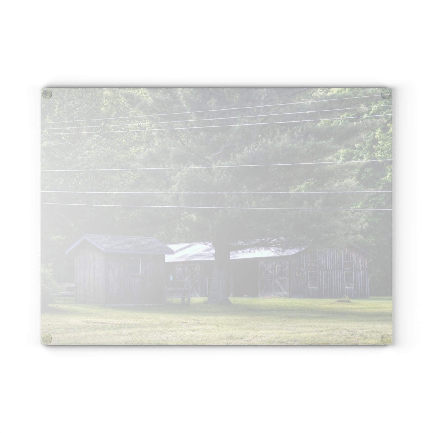 U R There Photography Leonard Road Roadside Greys Rustic Farmhouse Tempered-Glass Cutting Board