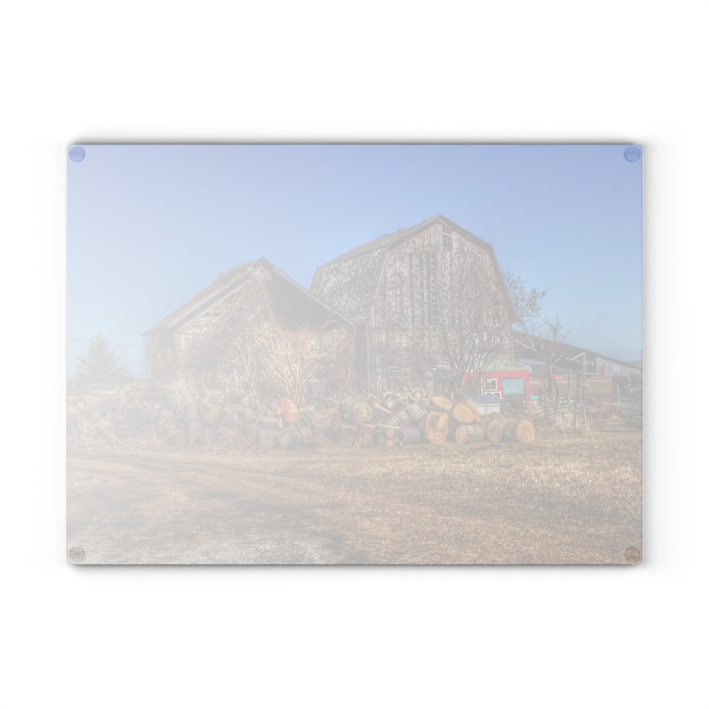 U R There Photography Dutcher Road Grey Rustic Farmhouse Tempered-Glass Cutting Board