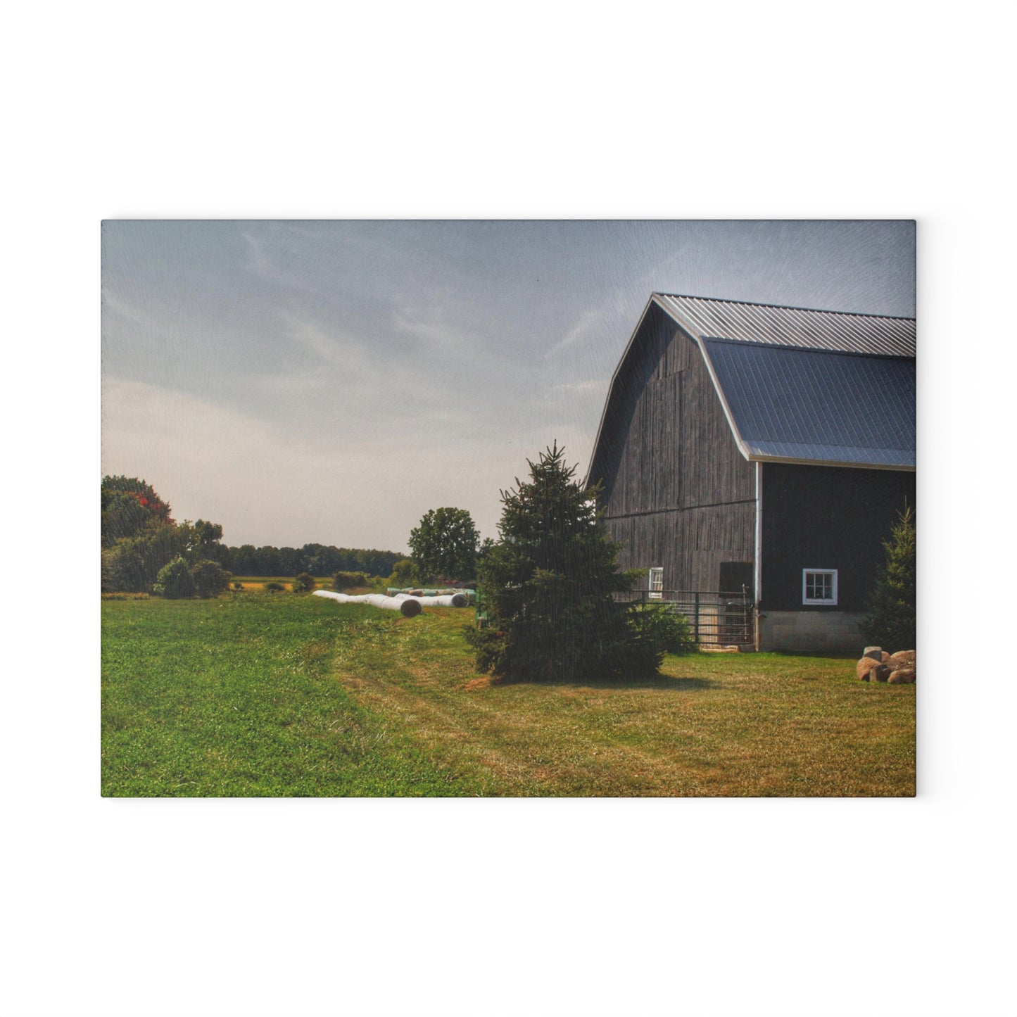 U R There Photography Black Haybarn Rustic Farmhouse Tempered-Glass Cutting Board