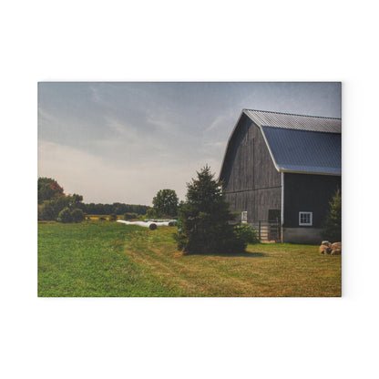 U R There Photography Black Haybarn Rustic Farmhouse Tempered-Glass Cutting Board