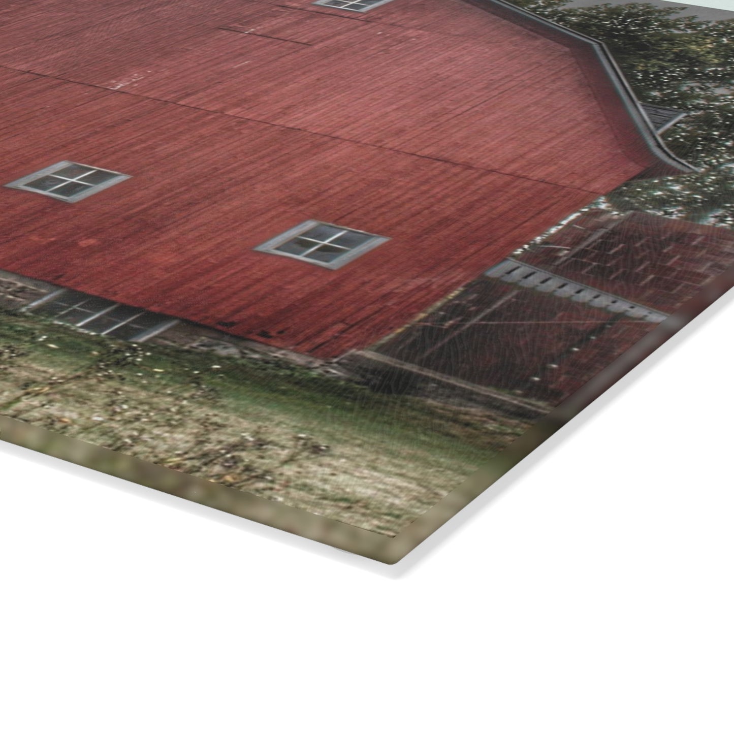 U R There Photography Vassar Road Red II Rustic Farmhouse Tempered-Glass Cutting Board