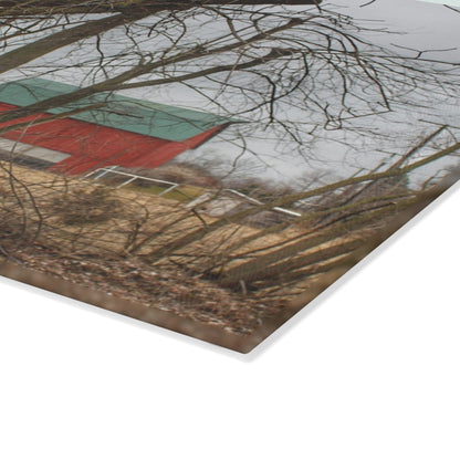 U R There Photography Daley Road Red II Rustic Farmhouse Tempered-Glass Cutting Board