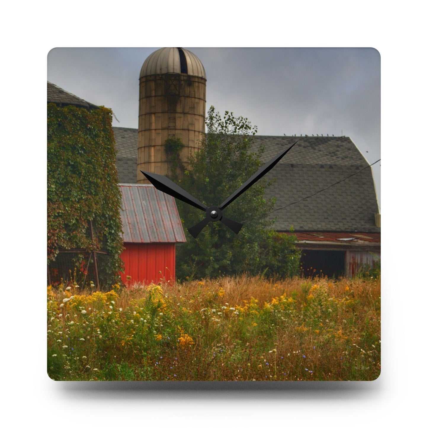 U R There Photography Silo of Otisville Rustic Farmhouse Acrylic Analog Wall Clock