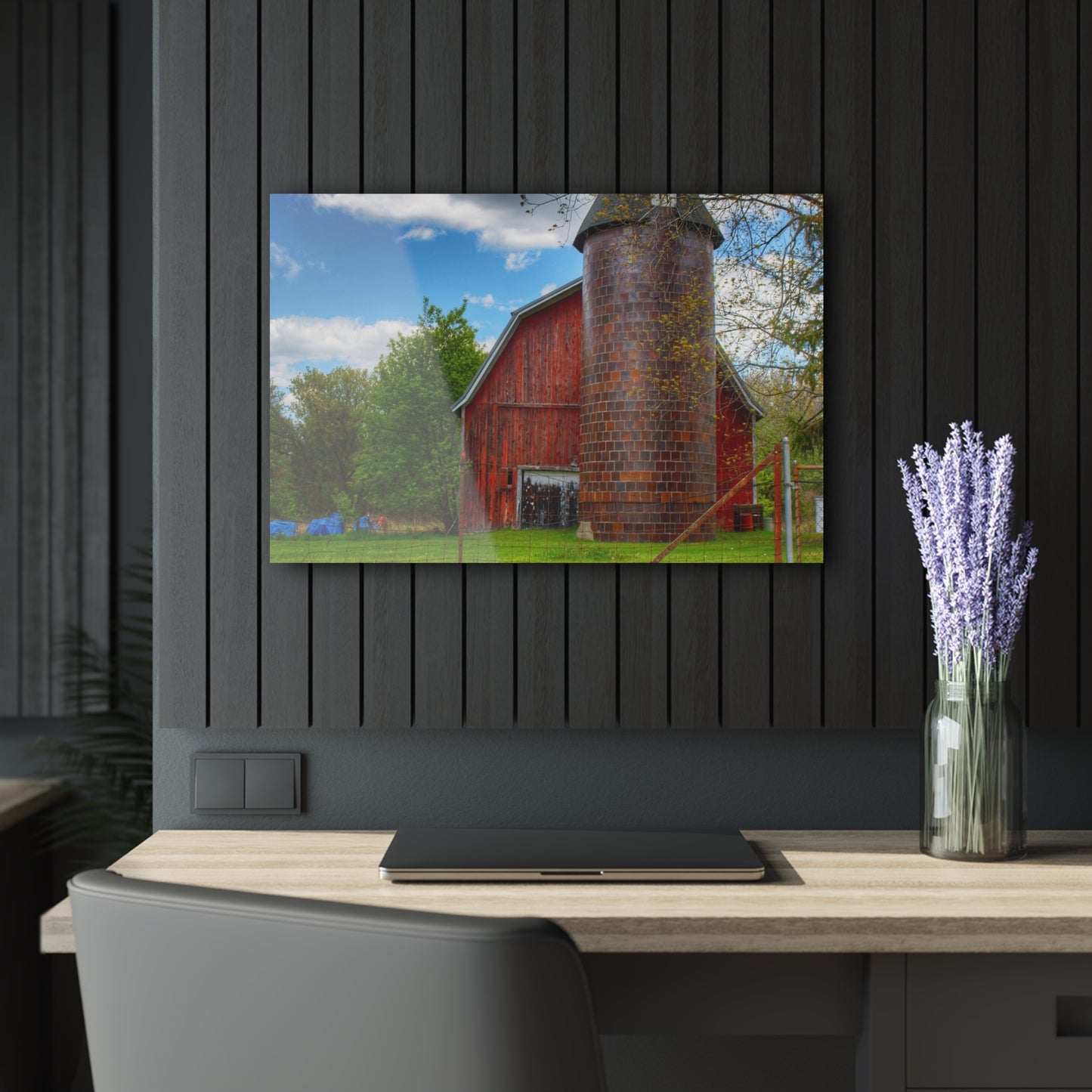 U R There Photography Mead Road Red Rustic Farmhouse Acrylic Wall Print