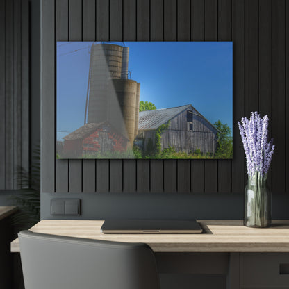 U R There Photography East Swaffer Grey and Little Red Rustic Farmhouse Acrylic Wall Print 14 "x 11"