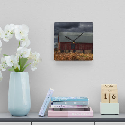 U R There Photography Booth Road Cow Barn I Rustic Farmhouse Acrylic Analog Wall Clock
