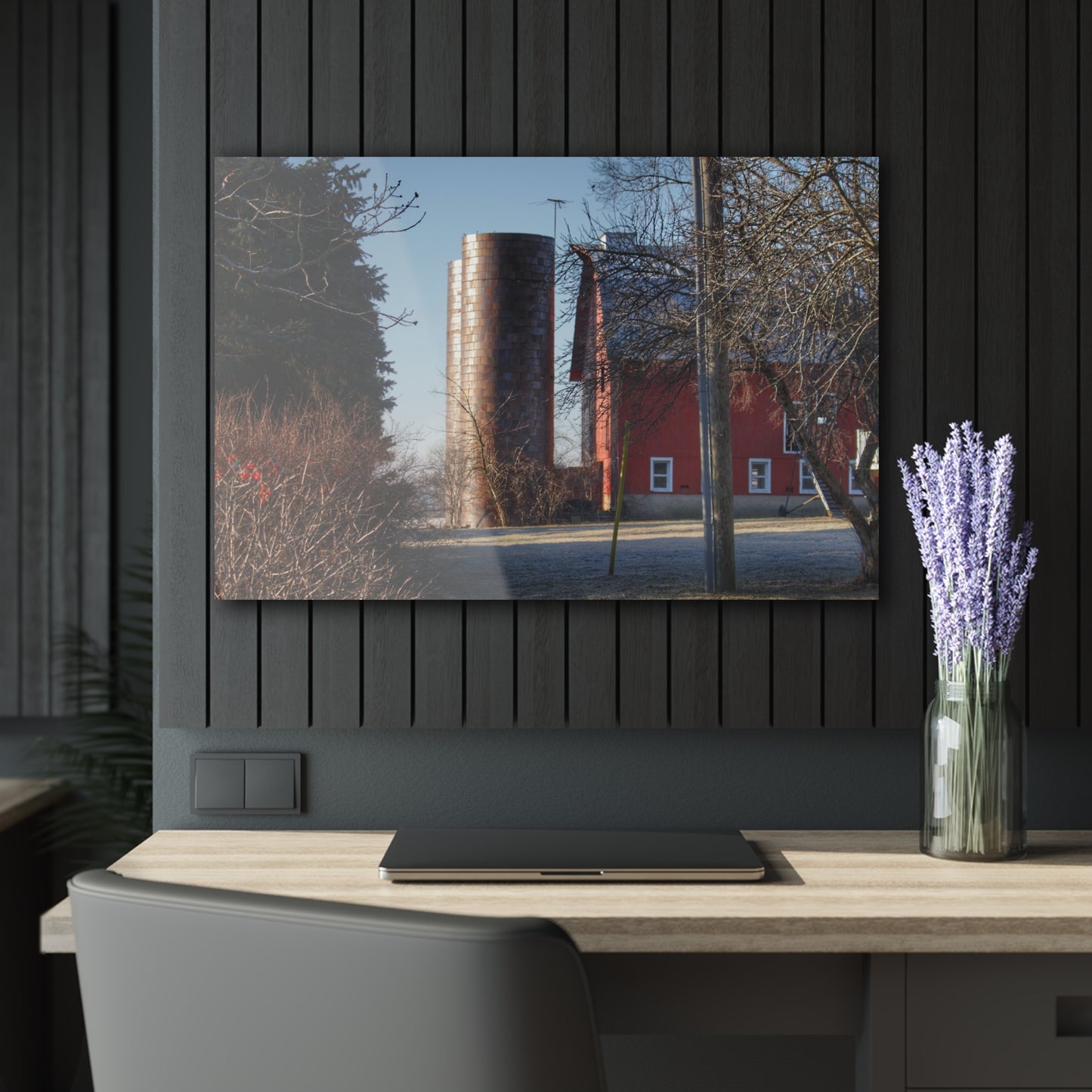 U R There Photography Newark Hidden Red Rustic Farmhouse Acrylic Wall Print