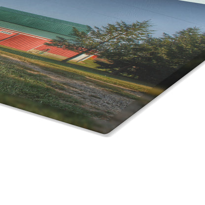 U R There Photography Modern Red II Rustic Farmhouse Tempered-Glass Cutting Board