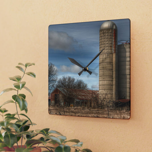 U R There Photography Silo Rust Rustic Farmhouse Acrylic Analog Wall Clock