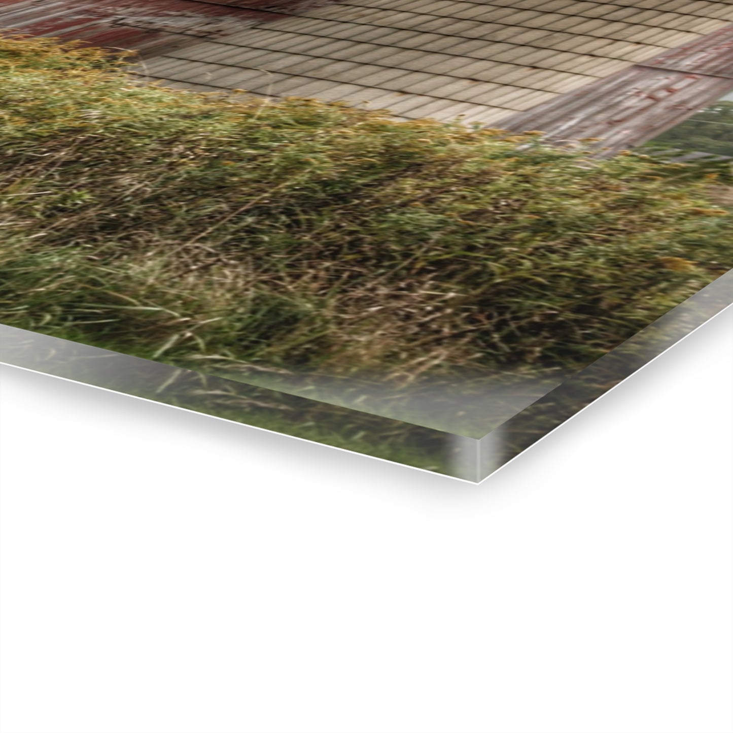 U R There Photography McDowell Road Old Red and Little White Rustic Farmhouse Acrylic Wall Print