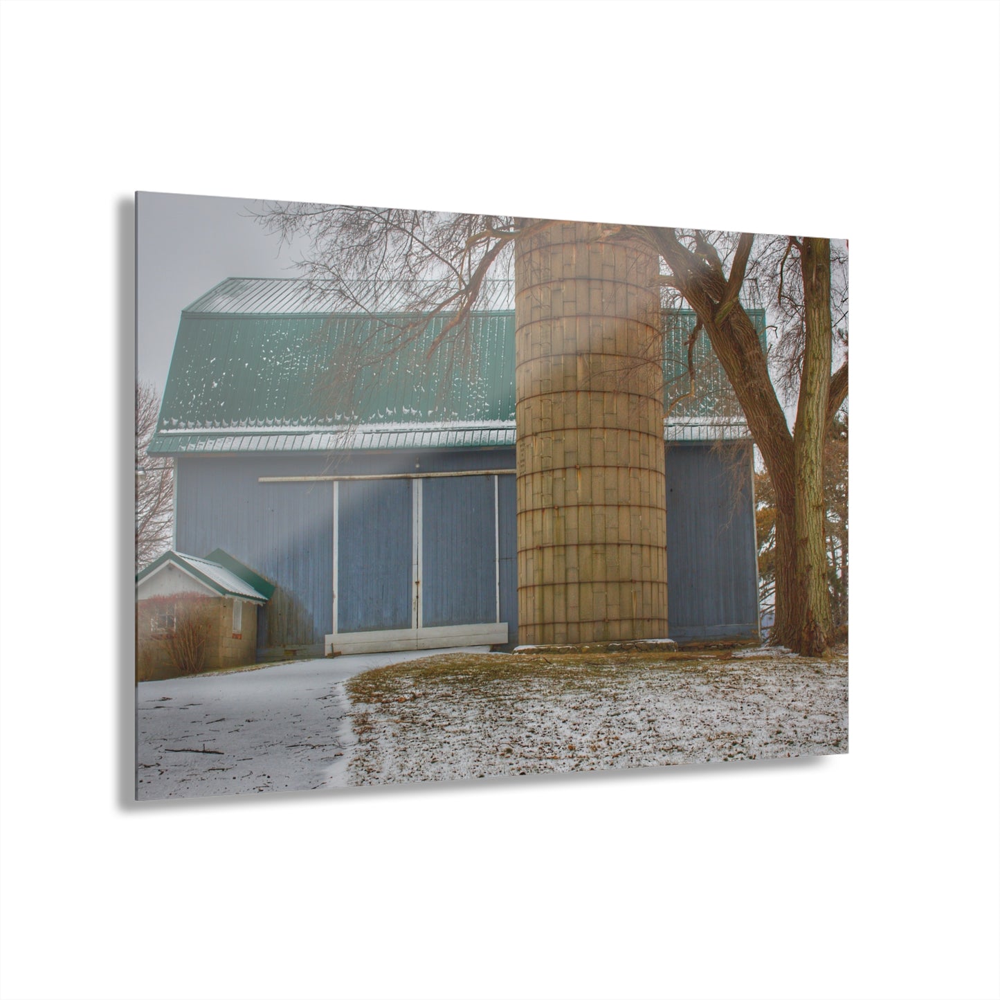 U R There Photography Hollow Corners Grey and Silo Rustic Farmhouse Acrylic Wall Print