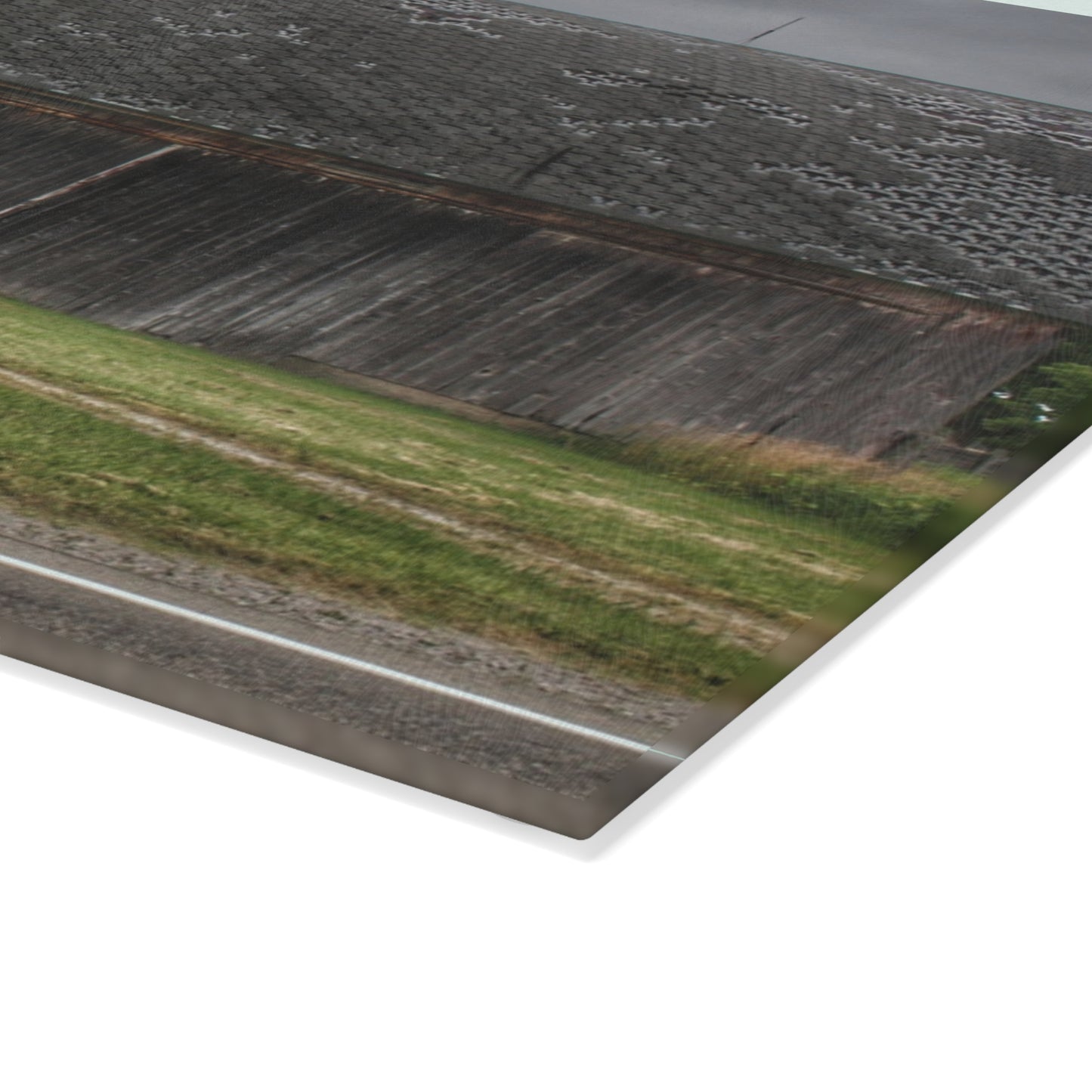 U R There Photography M-24 Elder Grey Rustic Farmhouse Tempered-Glass Cutting Board