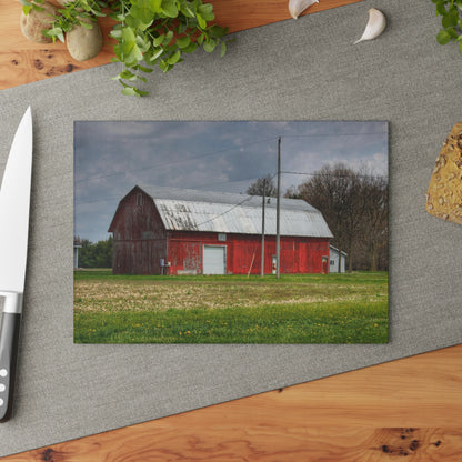 U R There Photography Coldwater Road Red I Rustic Farmhouse Tempered-Glass Cutting Board