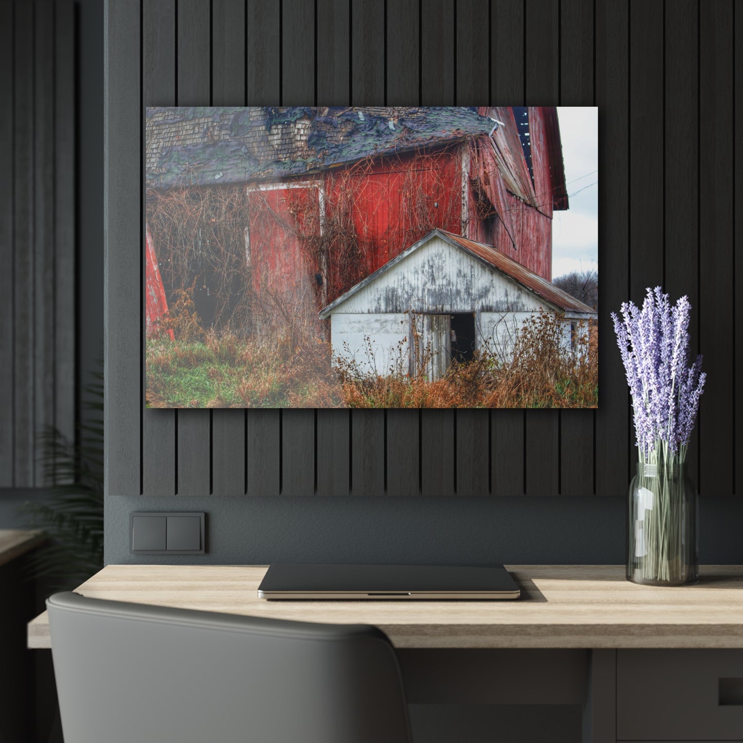 U R There Photography German Road Forgotten Red II Rustic Farmhouse Acrylic Wall Print