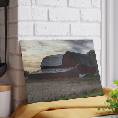 U R There Photography Brown City Red I Rustic Farmhouse Tempered-Glass Cutting Board