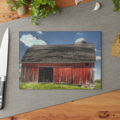 U R There Photography Hollenbeck Road Red III Rustic Farmhouse Tempered-Glass Cutting Board