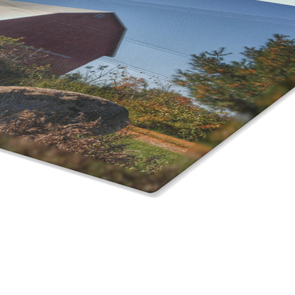U R There Photography Hemingway Lake Road Red Rustic Farmhouse Tempered-Glass Cutting Board