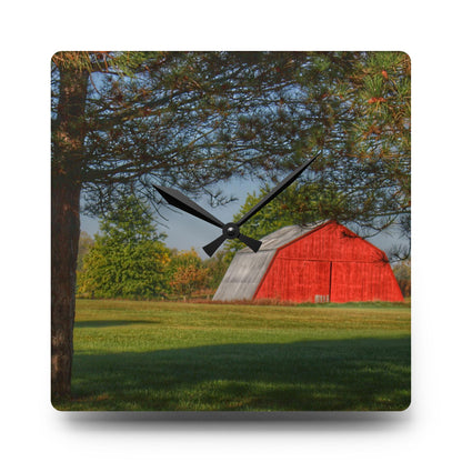 Rustic Farmhouse Wall Clock featuring Peppermill Road Hidden Red