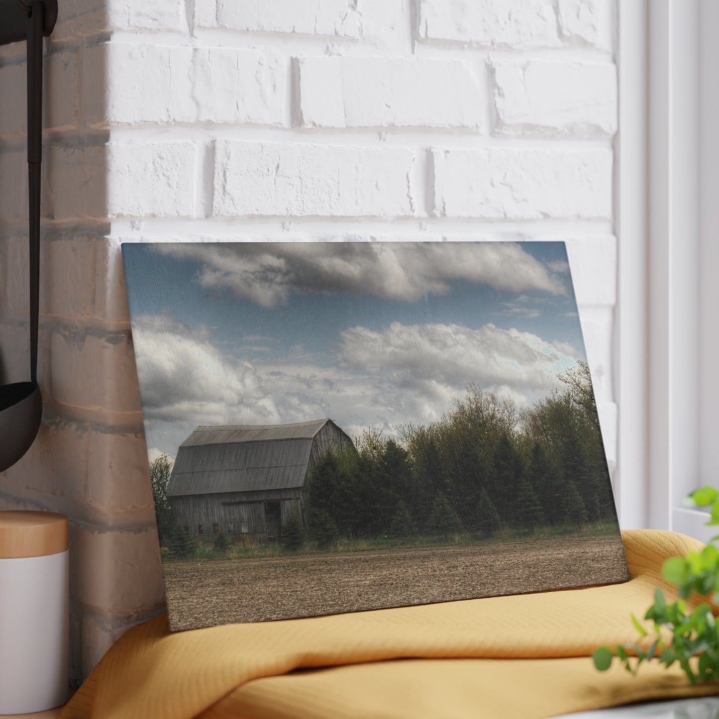 U R There Photography Sandusky Grey in the Pines Rustic Farmhouse Tempered-Glass Cutting Board