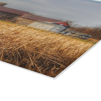 U R There Photography North Center Road Grey Rustic Farmhouse Tempered-Glass Cutting Board