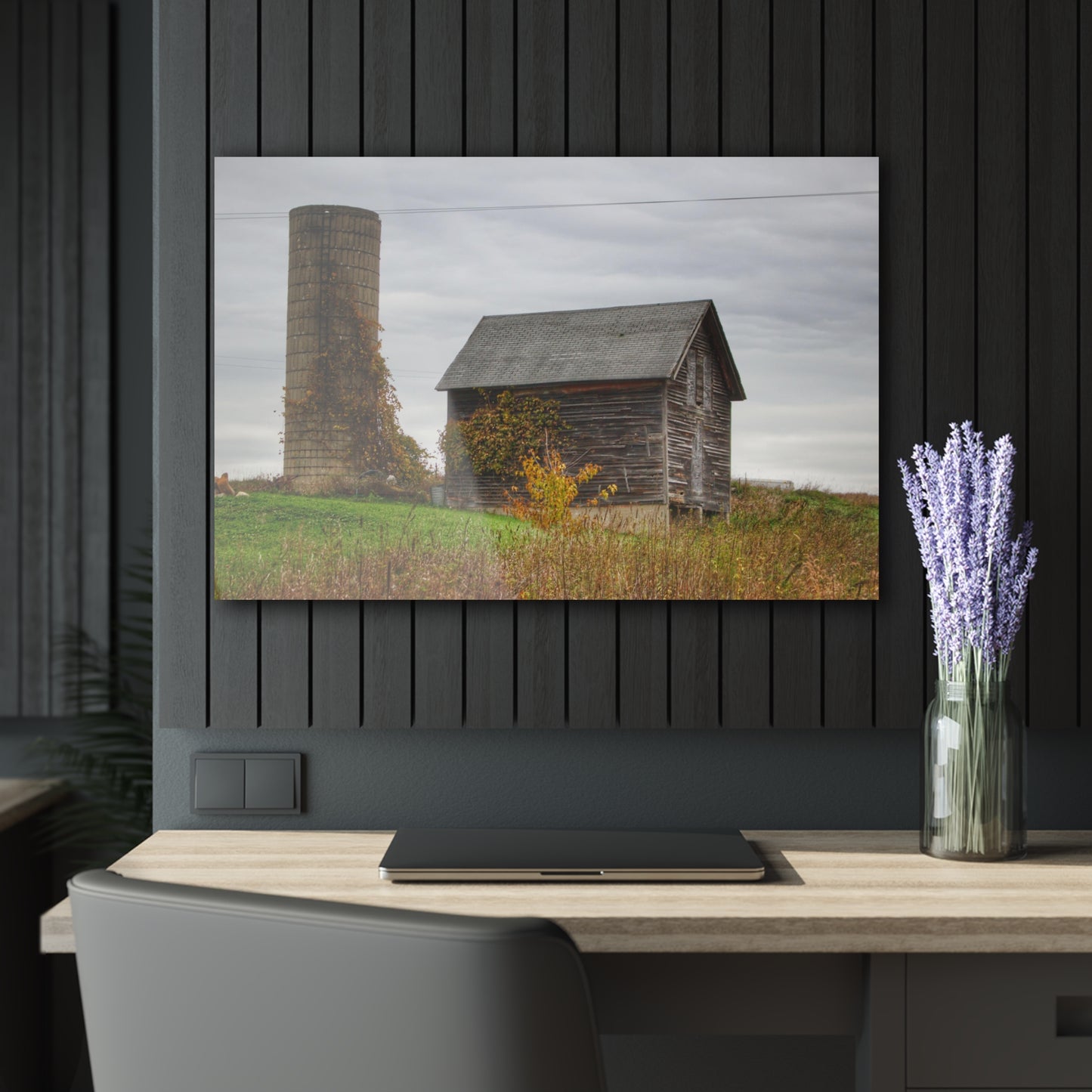 U R There Photography Fisher Road Grey Rustic Farmhouse Acrylic Wall Print
