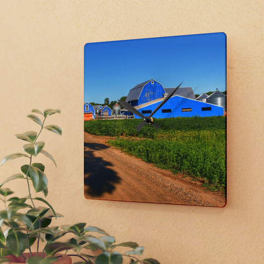 U R There Photography Kidder Road Blues I Rustic Farmhouse Acrylic Analog Wall Clock