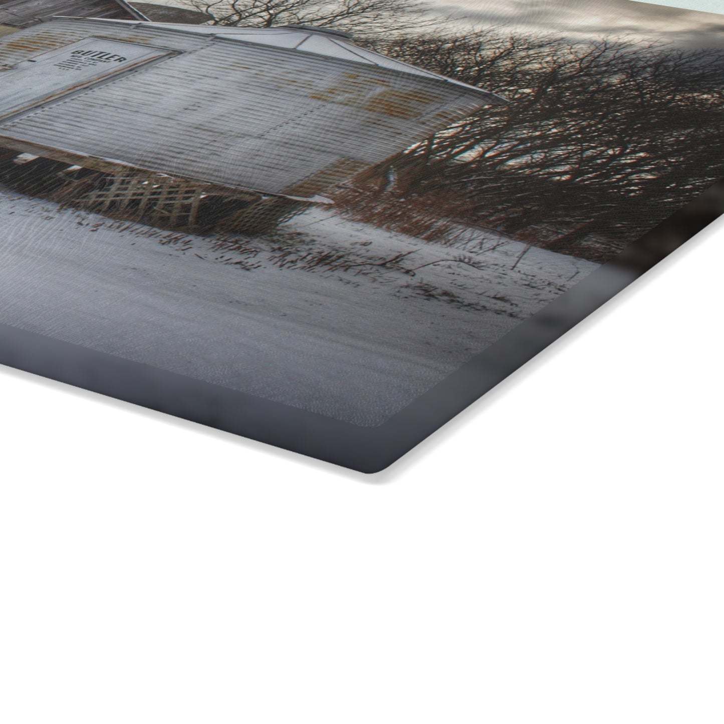 U R There Photography Vassar Silo and Shack Rustic Farmhouse Tempered-Glass Cutting Board