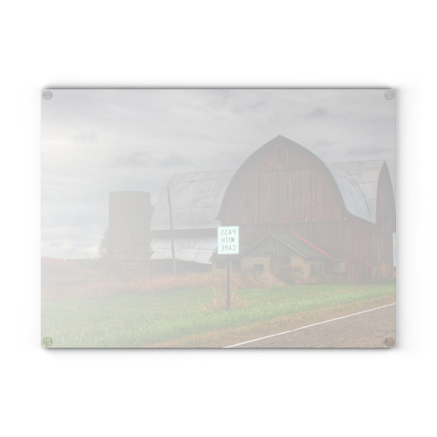 U R There Photography Valentine Road Red II Rustic Farmhouse Tempered-Glass Cutting Board