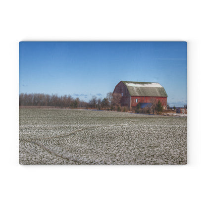 U R There Photography Early Spring Red I Rustic Farmhouse Tempered-Glass Cutting Board