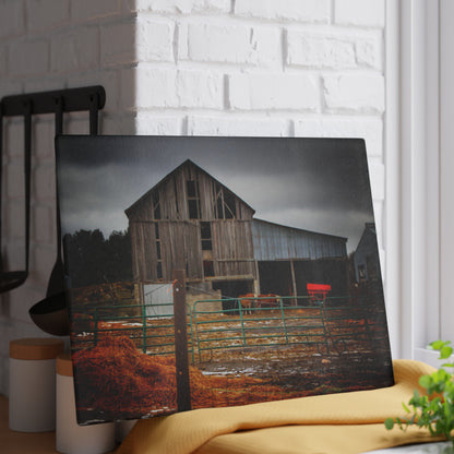 U R There Photography Chapman Road Grey II Rustic Farmhouse Tempered-Glass Cutting Board