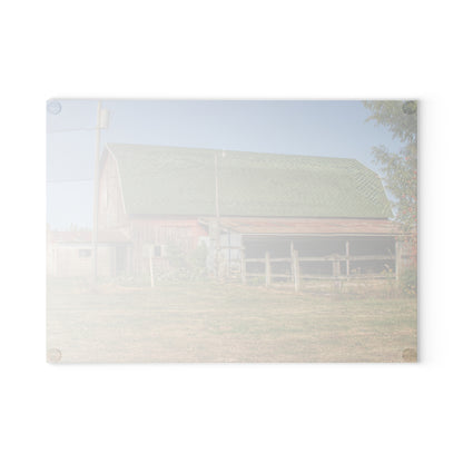 U R There Photography Farrand Road Red with Corral Rustic Farmhouse Tempered-Glass Cutting Board