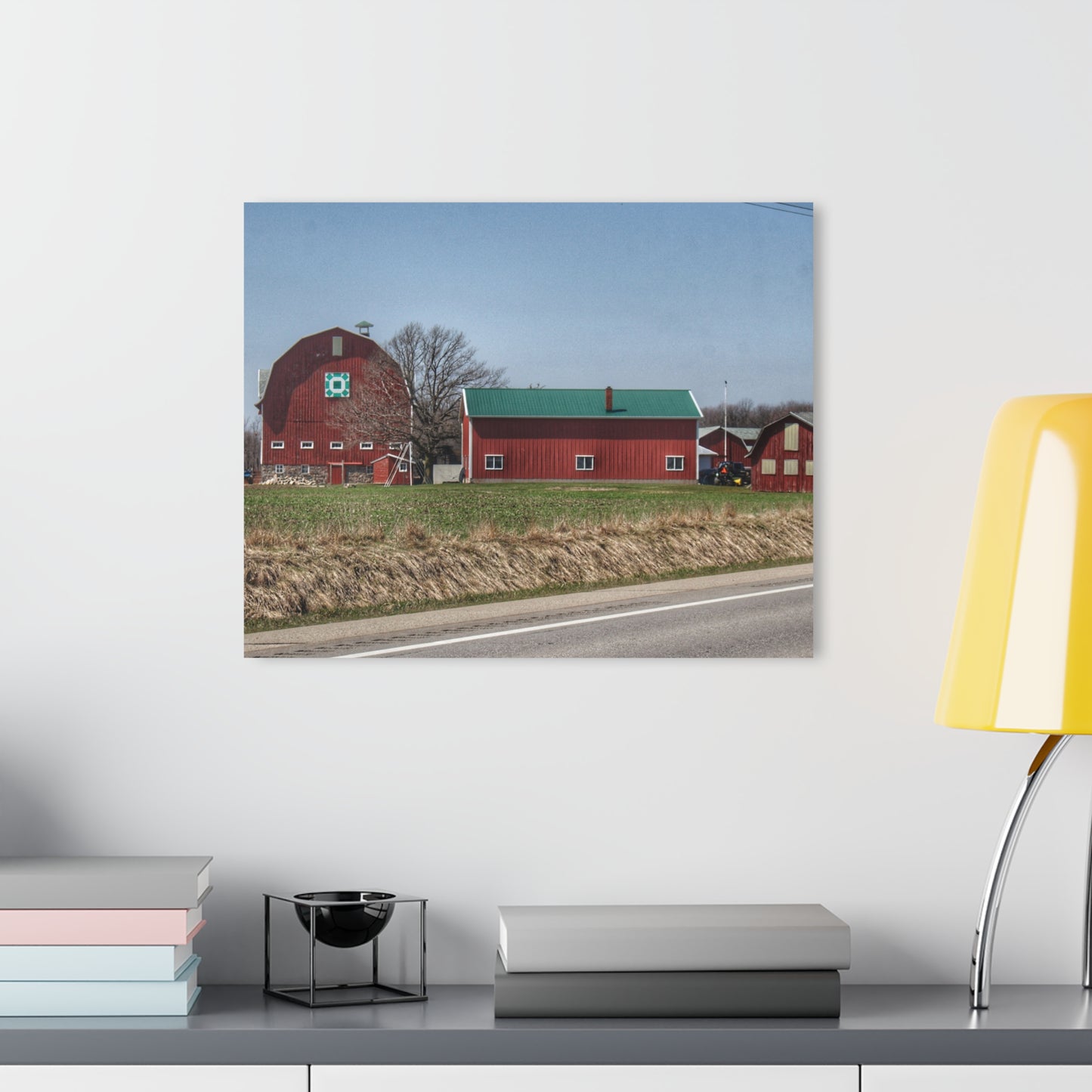 U R There Photography M-15 Quilted Red Rustic Farmhouse Acrylic Wall Print