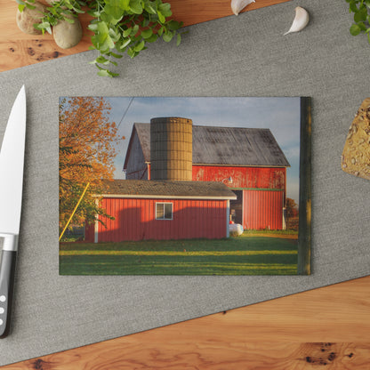 U R There Photography Peck Road Reds Rustic Farmhouse Tempered-Glass Cutting Board
