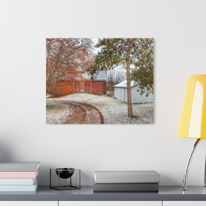 U R There Photography North Lake Pleasant Road Hidden Red Rustic Farmhouse Acrylic Wall Print