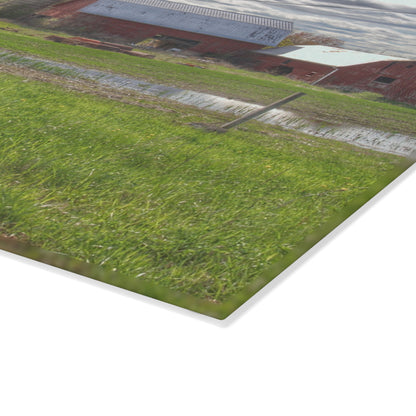 U R There Photography McDowell Road Reds II Rustic Farmhouse Tempered-Glass Cutting Board