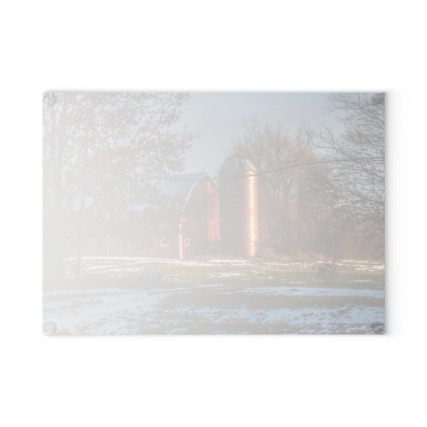 U R There Photography Vienna Road Red Rustic Farmhouse Tempered-Glass Cutting Board