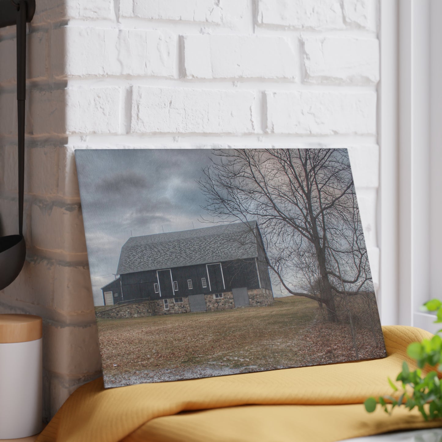 U R There Photography Attica Road Black Rustic Farmhouse Tempered-Glass Cutting Board