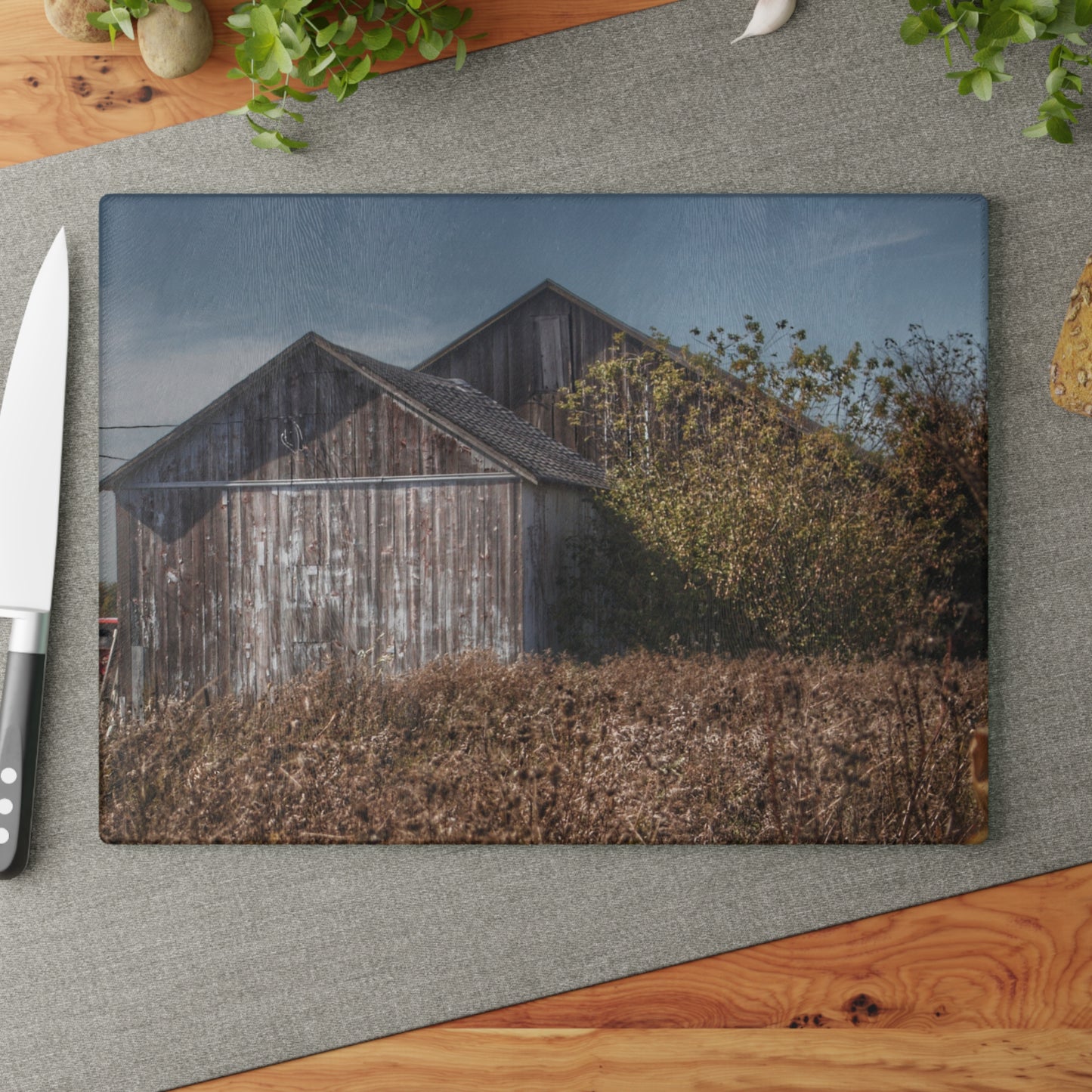 U R There Photography Fulmer Road Greys Rustic Farmhouse Tempered-Glass Cutting Board