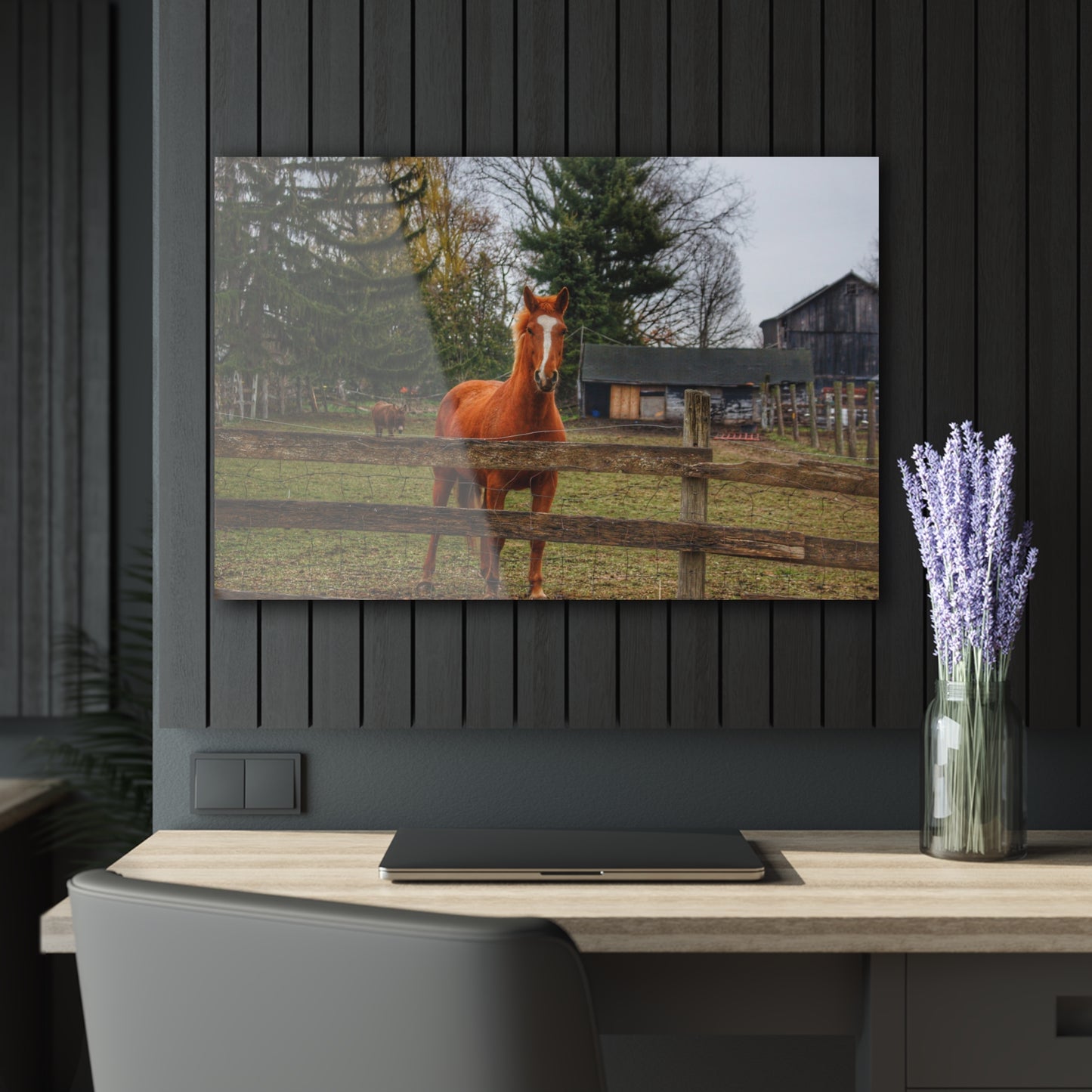 U R There Photography South Summers Road Old Grey and Caramel I Rustic Farmhouse Acrylic Wall Print
