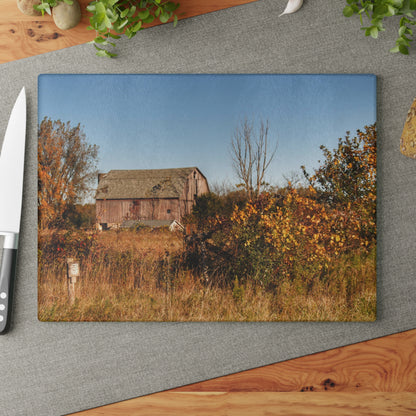 U R There Photography Clothier Road Red I Rustic Farmhouse Tempered-Glass Cutting Board