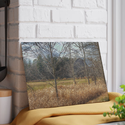 U R There Photography Speaker Road Hidden Grey Rustic Farmhouse Tempered-Glass Cutting Board