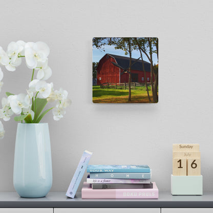 U R There Photography Hough Road Red I Rustic Farmhouse Acrylic Analog Wall Clock