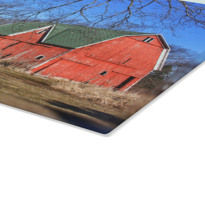U R There Photography Hickory Ridge Red I Rustic Farmhouse Tempered-Glass Cutting Board