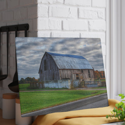 U R There Photography Marlette Road Haybarn Rustic Farmhouse Tempered-Glass Cutting Board