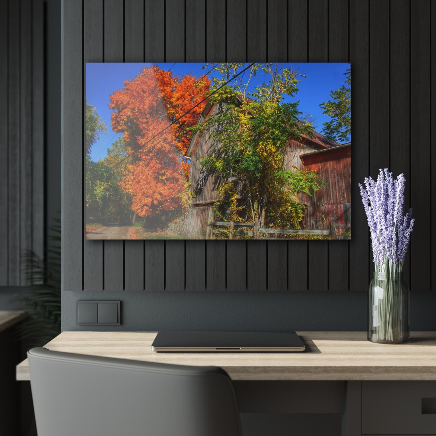 U R There Photography Oxford Rusted Red in Fall Rustic Farmhouse Acrylic Wall Print