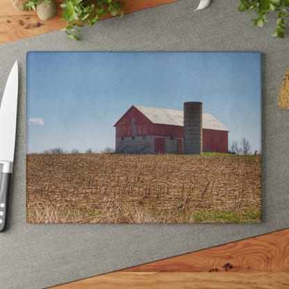 U R There Photography Lee Hill Road Block Red Rustic Farmhouse Tempered-Glass Cutting Board