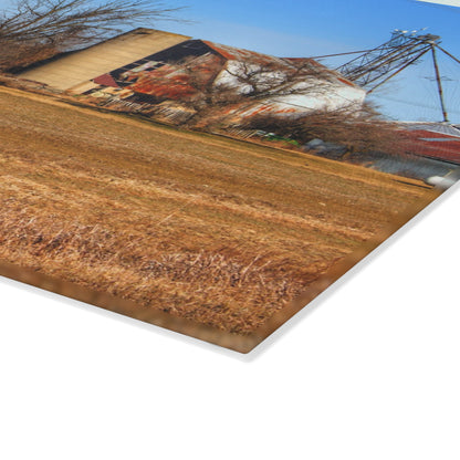 U R There Photography North Cemetery Roads Forgotten Grey Rustic Farmhouse Tempered-Glass Cutting Board